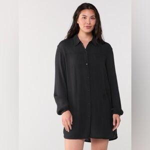 Prana Fernie Black Button-Front Shirt Dress
